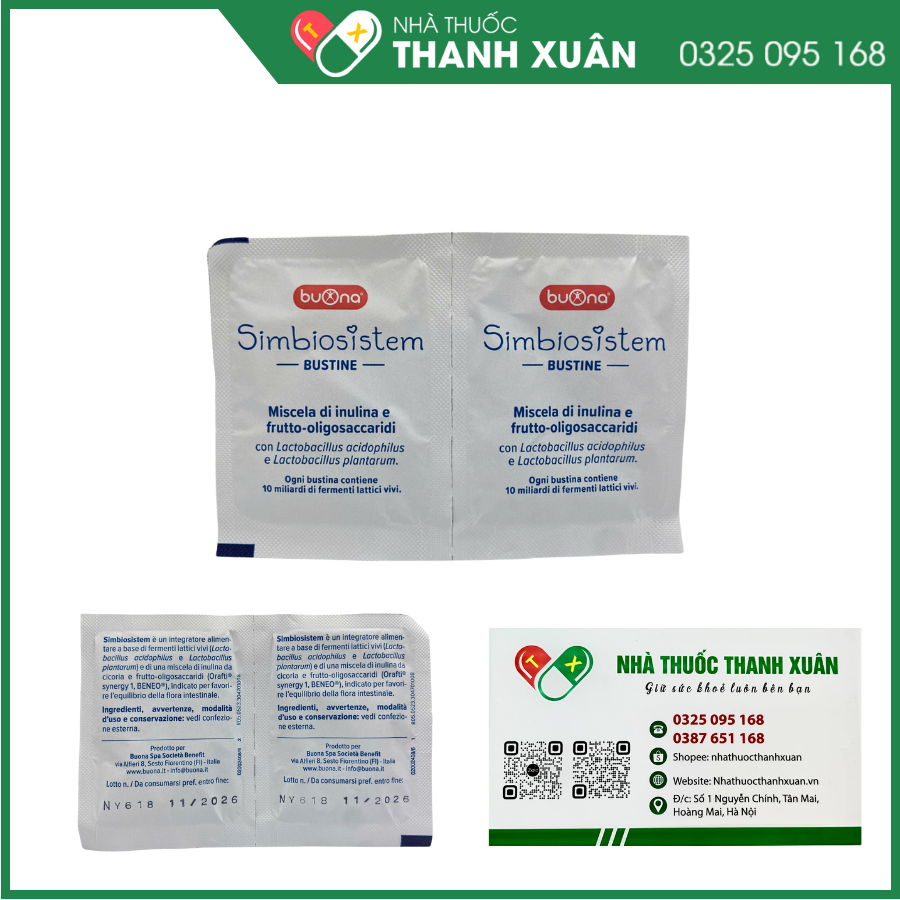 Men vi sinh Simbiosistem Bustine bổ sung chất xơ phòng táo bón và loạn khuẩn cho đường ruột